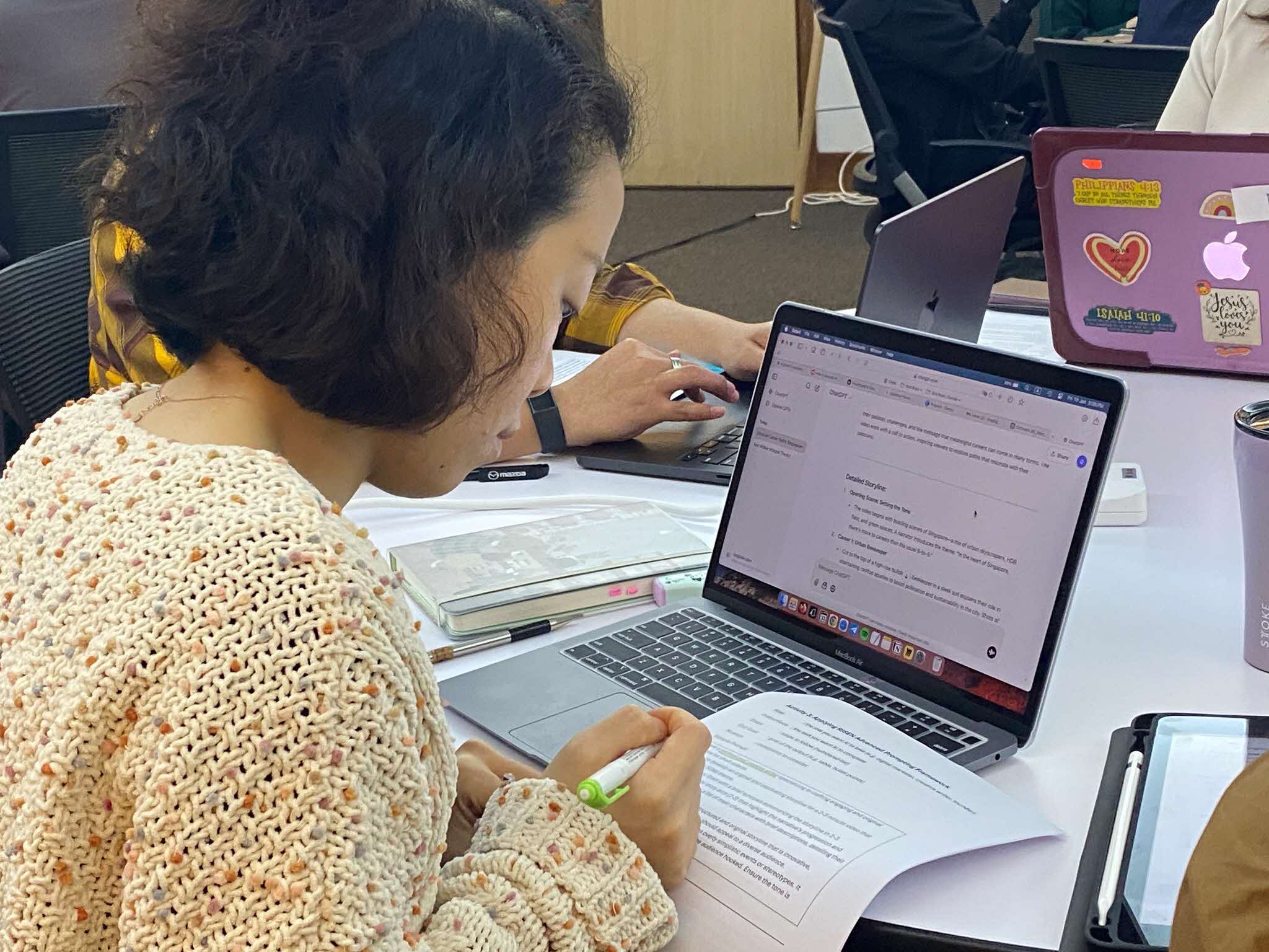 Participants took a proactive approach to learning during the workshop, using Gen AI tools and taking meticulous notes.