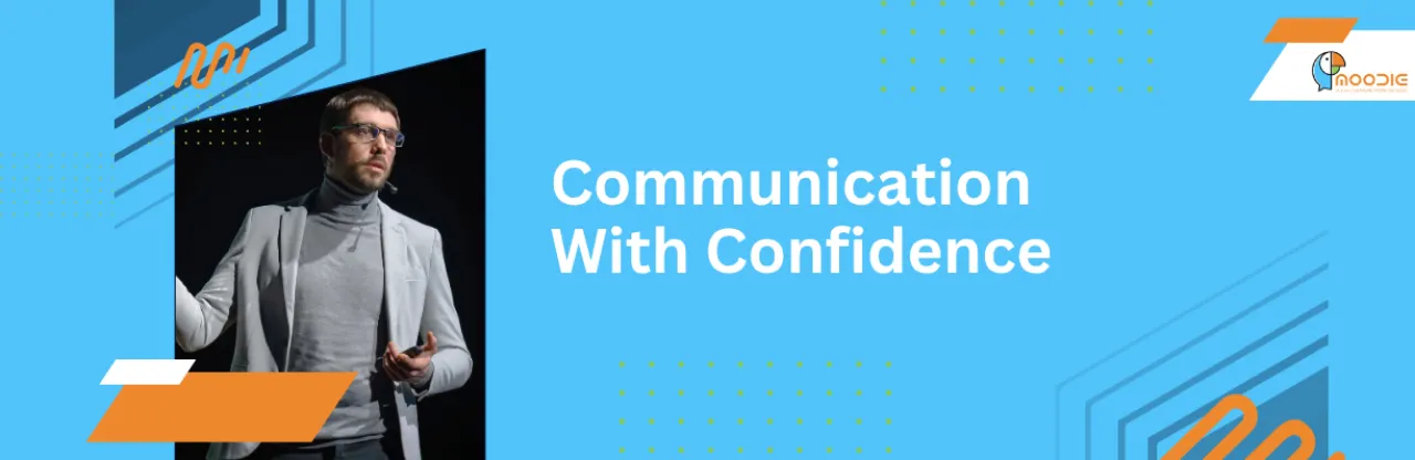 A young adult stands at a podium sharing how to communicating with confidence.