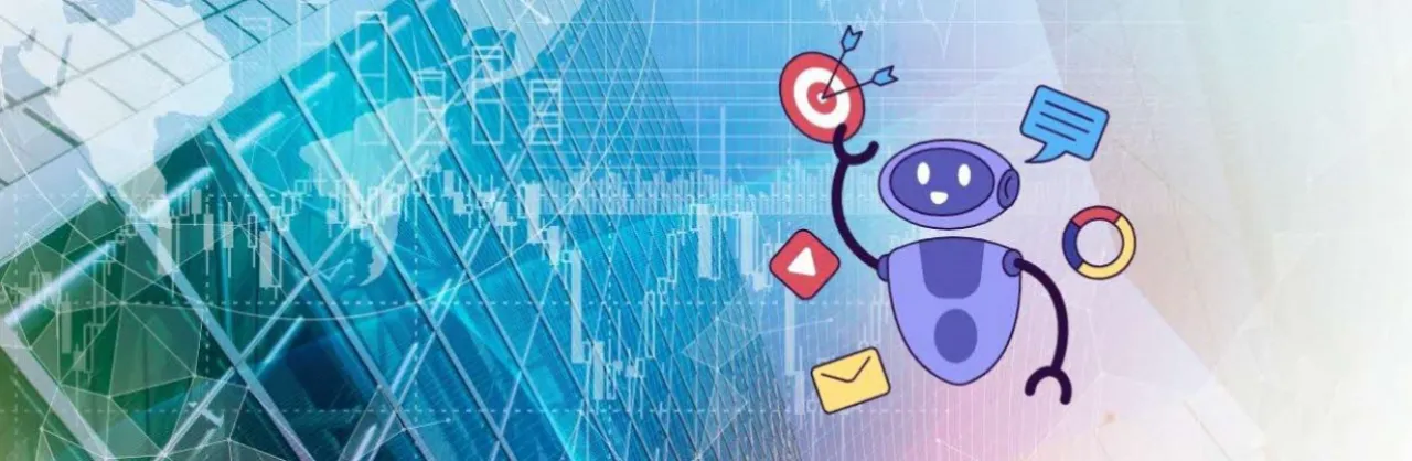 A smart robot managing multiple tech applications.