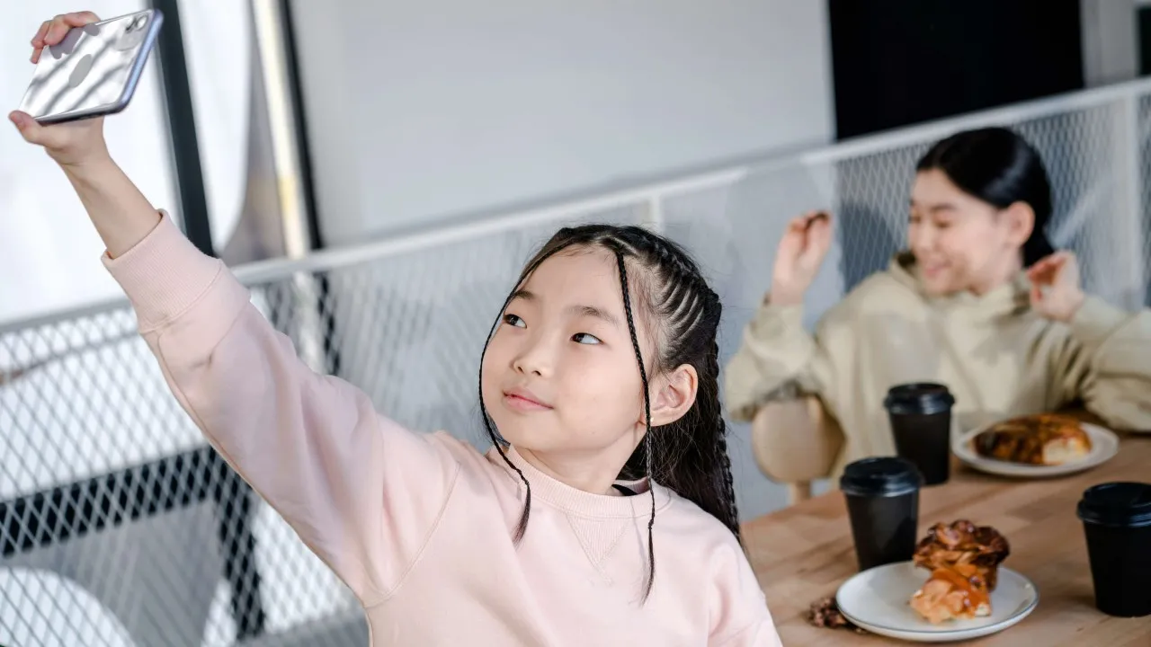 A child taking a selfie