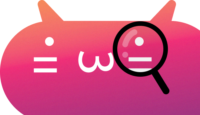 Bitty with magnifying glass