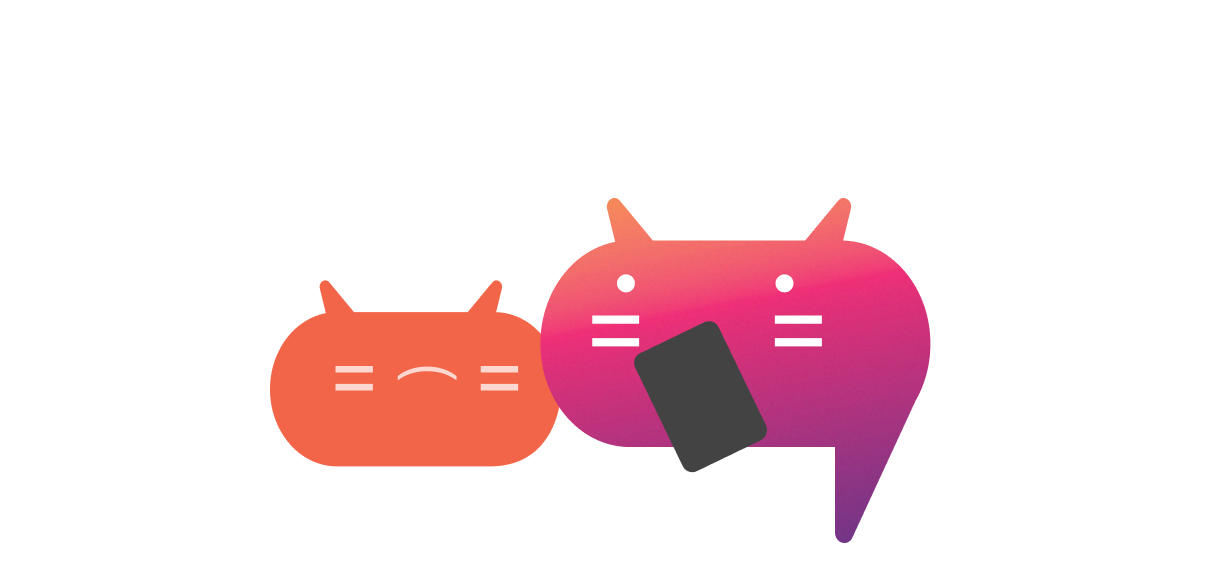 Two Bitty sitting side-by-side, with the big Bitty holding a phone on hand