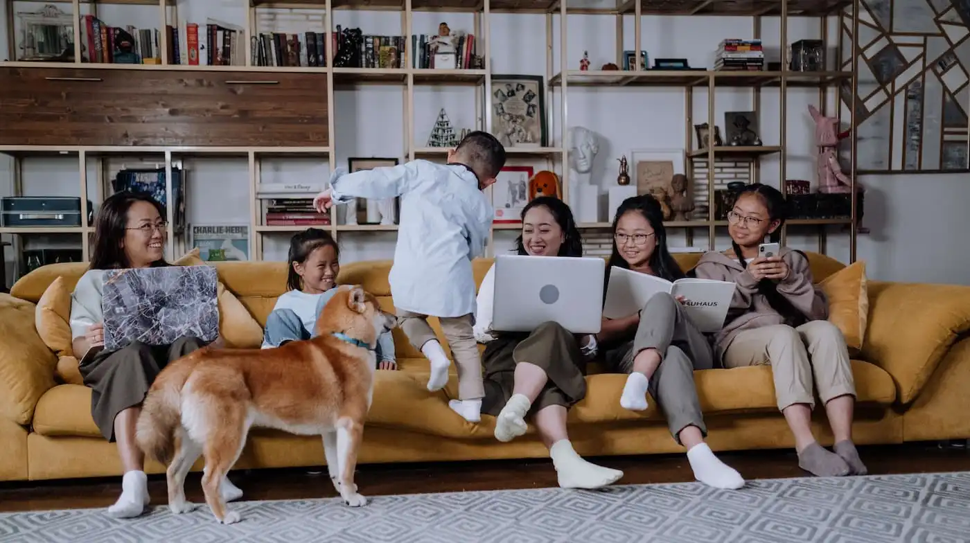 A family discussing online safety.