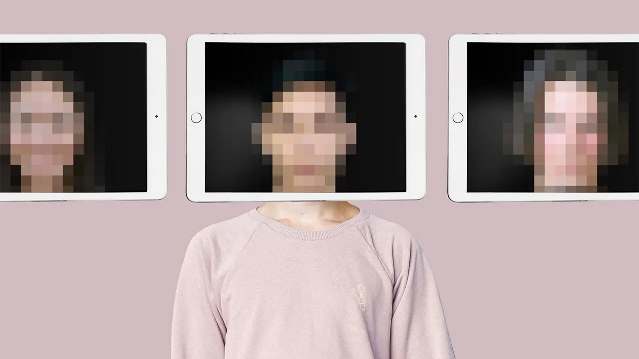 Mysterious guy behind a blurred screen