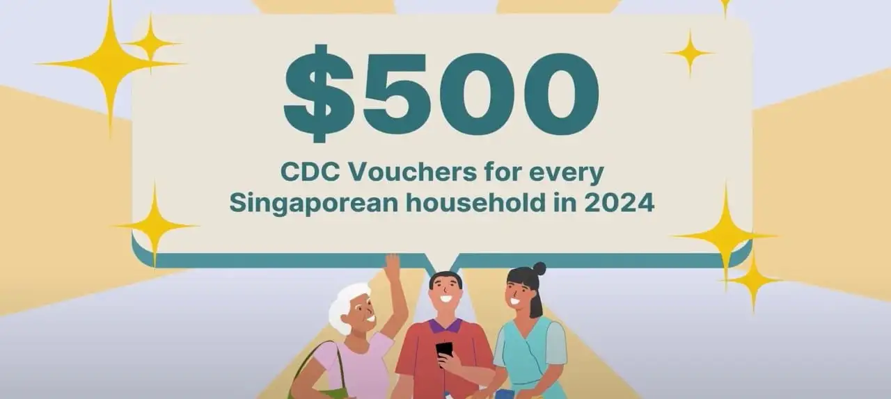 Video thumbnail with the title text of "$500 CDC Vouchers for every Singaporean household in 2024".
